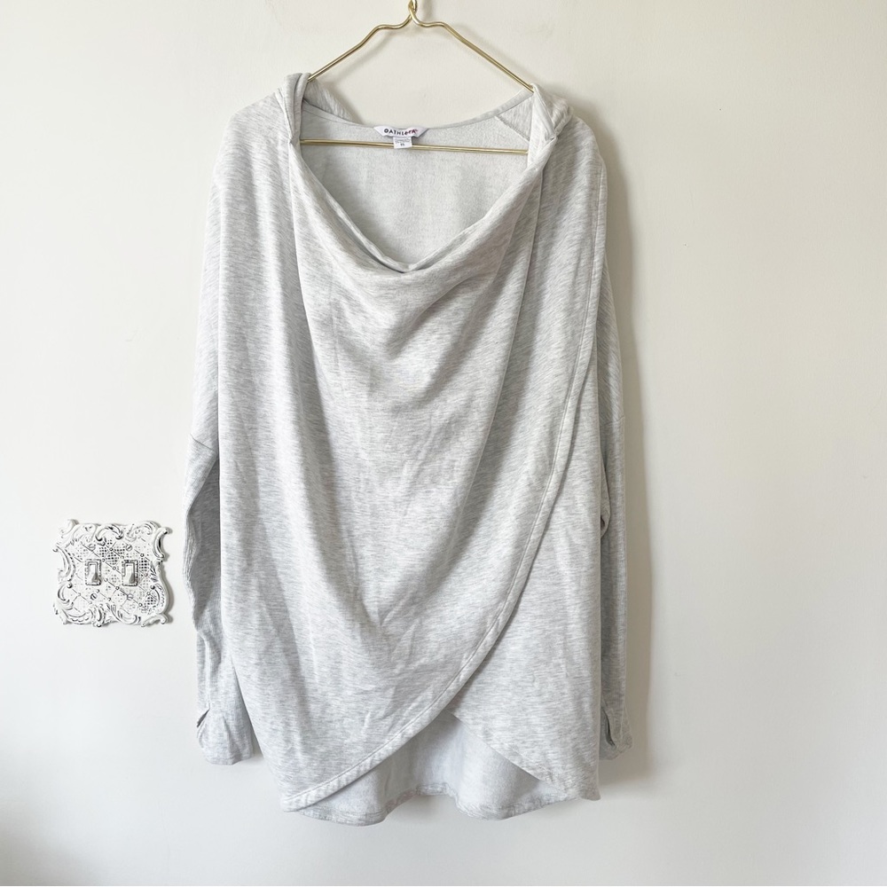 Athleta Purana Hooded Oversized Wrap Sweatshirt Light Heathered Gray XL - Picture 5 of 11